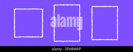 White torn paper frame set. Rectangle and square jagged edge border collection. Uneven ripped paper boarders for poster, text box, banner, collage, sticker, cadre. Vector craft rectangular frames Stock Vector