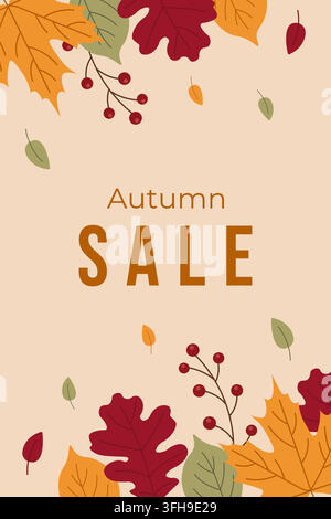 Fall sale banner. Vector template for poster, invitation, card, flyer, cover, banner, brochure, sales advertising. Stock Vector