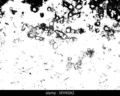 Grunge texture based on asphalt surface with fallen autumn leaves on white background. Vector overlay combining urban street and natural organic eleme Stock Vector