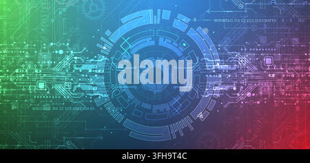 Abstract futuristic technology background with glowing digital circuit board. Vector Stock Vector