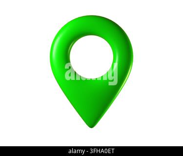 3d Green Map Pin and Geolocation Marker for Navigation Apps, Maps, GPS, and Location services. Location pin icon. GPS pins. 3d render. Stock Photo
