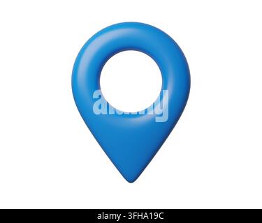 3d Blue Map Pin and Geolocation Marker for Navigation Apps, Maps, GPS, and Location services. Location pin icon. 3d render. Stock Photo