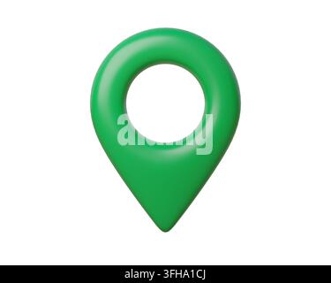 3d Green Map Pin and Geolocation Marker for Navigation Apps, Maps, GPS, and Location services. Location pin icon. GPS pins. 3d render. Stock Photo