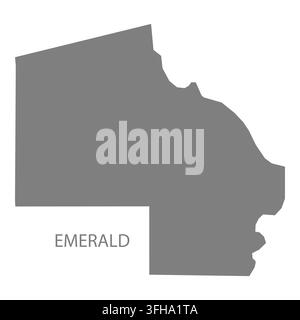 Modern flat vector map of Emerald, Nebraska, United States. Detailed city boundary silhouette in grey on a white background. Stock Vector