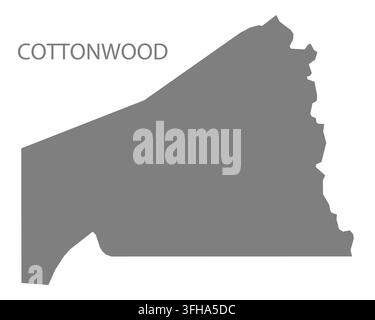Modern flat vector map of Cottonwood, Oklahoma, United States. Detailed city boundary silhouette in grey on a white background. Stock Vector