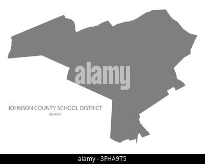 Modern flat vector map of Johnson County School District, Georgia, United States. Detailed county boundary silhouette in grey on a white background. Stock Vector