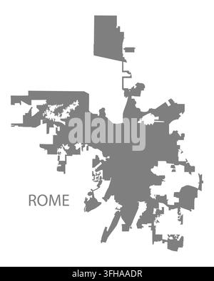 Modern flat vector map of Rome, Georgia, United States. Detailed city boundary silhouette in grey on a white background. Stock Vector