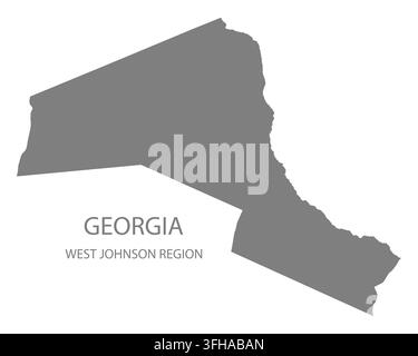 Modern flat vector map of West Johnson Region, Georgia, United States. Detailed region boundary silhouette in grey on a white background. Stock Vector