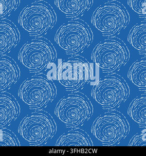Seamless dark blue abstract pattern spiral circles Stock Vector