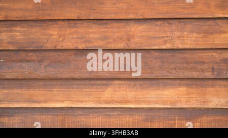 Horizontal lap siding style brown wooden plank background with shadow lines and rich timber texture for exterior architectural designs Stock Photo