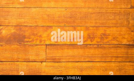 Horizontal Golden Brown Wooden Planks Background Texture for Copy Space Stock Photo