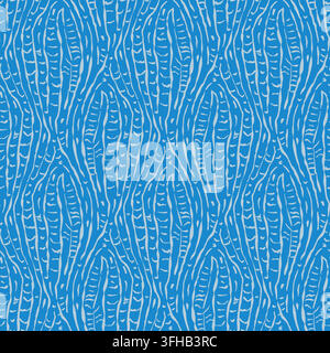 Seamless blue abstract pattern wavy stripes  Stock Vector