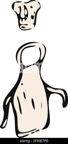Hand Drawn Baker Hat And Apron Stock Vector