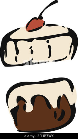 Hand Drawn Cake Slices Dessert Set Stock Vector