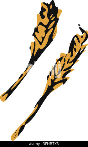 Hand Drawn Golden Wheat Stalks Illustration Stock Vector