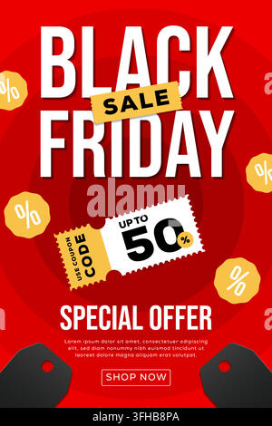 Black Friday Sale Vertical Poster Flyer Template Special Offer Stock Vector