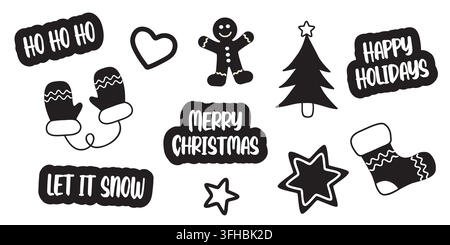 set of christmas icons isolated vector illustration Stock Vector
