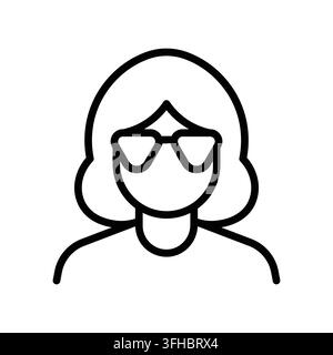 A minimalist line art design featuring a stylish woman wearing sunglasses. Ideal for fashion-related themes, beauty concepts, or modern lifestyle grap Stock Vector