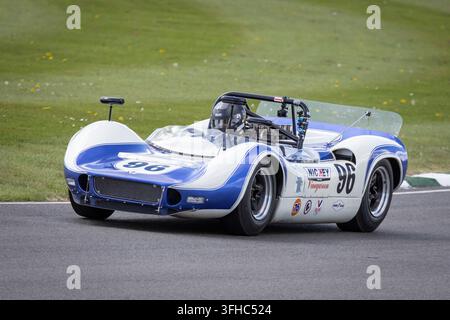 John Spiers in the 1966 McLaren-Chevrolet M1B during the Bruce McLaren Trophy race at the 2026 83rd Goodwood Members Meeting, Sussex, UK. Stock Photo