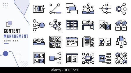 Content management system icon set for digital business workflow concept Stock Vector