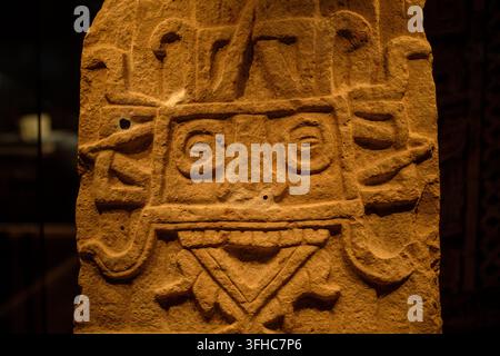 Detail of the Board of God Chac. Late Classical Period (600-900 C.E.). Limestone. Museo de sitio de Uxmal 10-290273. Stock Photo
