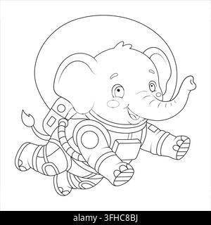 Astronaut space suit floating elephant exploring zero gravity in galaxy cosmos Stock Vector