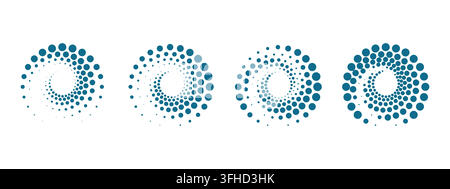 Set of pop art halftone circles. Shapes dots pattern in pop art style. Abstract modern stylish texture. Vector illustration geometric pattern. Round Stock Vector