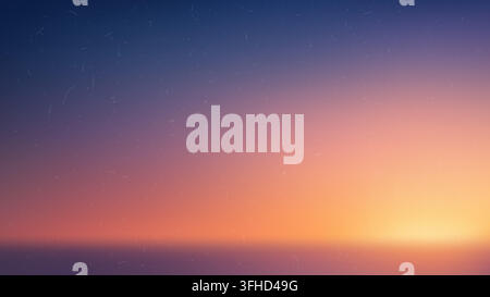 Blue and pink sunset sky gradient background with subtle noise and grainy texture featuring smooth gradation from deep navy through purple to a radian Stock Vector