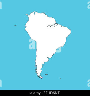 Map of South America, sign silhouette. World Map Globe. Vector Illustration color on transparent background. Latin American continent Stock Vector