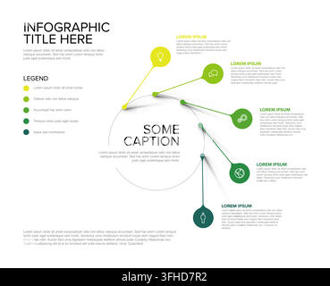 Professional infographic template featuring five green steps and icons for data visualization. This infographic template is ideal for showcasing busin Stock Vector
