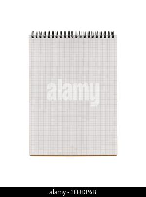 Open spiral notepad with clean white pages and kraft cover isolated on background. Ideal mockup for school supplies, office stationery, or planner des Stock Photo