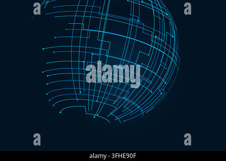 Abstract technology sphere background with connected digital lines and data points Stock Vector