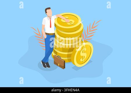 3D Isometric Flat Conceptual Illustration of Financial Investment, Financial Consulting Provider. Stock Photo