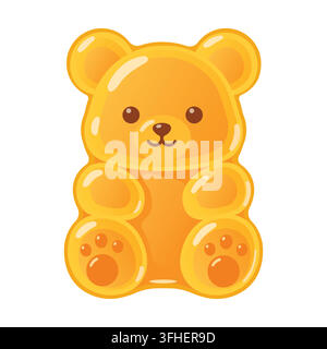 Cute orange gummy bear candy character illustration Stock Vector