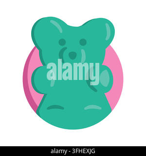 Flat vector illustration of a teal-green succulent rosette with layered ...