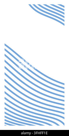Blue wavy lines parallel stripes on white vertical abstract background Stock Vector