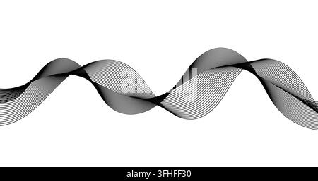 Abstract black wave gradient lines on white background Modern design Stock Vector