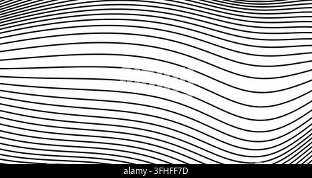 Black Wave Parallel Lines stripes on Empty White Background Stock Vector