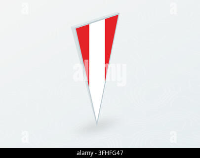 3D Flag of Austria in Triangular Pin Shape on Abstract Background. Ideal for maps, navigation, international events, and national pride concepts. Stock Vector