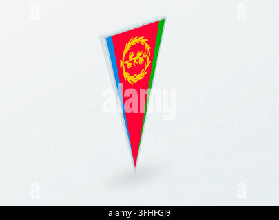 3D Flag of Eritrea in Triangular Pin Shape on Abstract Background. Ideal for maps, navigation, international events, and national pride concepts. Stock Vector