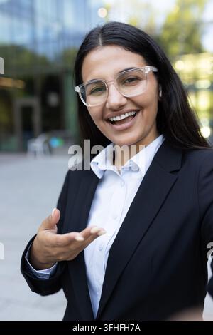 Professional woman having a video call, remote communication and business meeting. Stock Photo