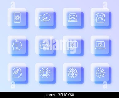 A refined vector icon set featuring artificial intelligence Stock Vector