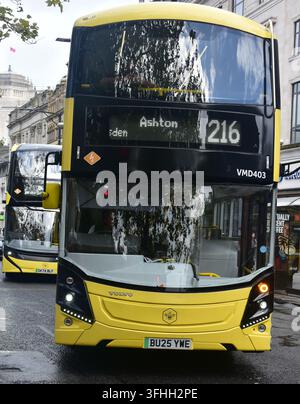 Manchester, UK, 17th September, 2026. Bee Network night buses now cover every Greater Manchester borough, with five new 24-hour services launched in September. The new routes provide safe, affordable travel from Oldham, Stockport, Tameside, Salford and Trafford to Manchester city centre and back,  supporting the region’s night-time economy. Prime Minister Andy Burnham aims to improve public transport and points to improvements in Greater Manchester when he was mayor as evidence of what can be done. Credit: Terry Waller/Alamy Live News Stock Photo