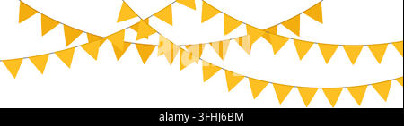 Colorful festive pennant garlands with triangular flags creating cheerful party atmosphere vector illustration collection. Stock Vector