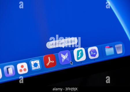 Poznan, Poland - February 23, 2026: AdsPower Global software shortcut displayed on a system dock for browsing, offering secure digital account managem Stock Photo