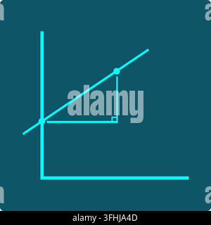 A coordinate line with its slope built from a right-angle rise-and-run construction between two marked points. Stock Vector