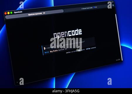 Poznan, Poland - February 9, 2026: An integrated development environment displays a search bar for artificial intelligence tools to facilitate modern Stock Photo