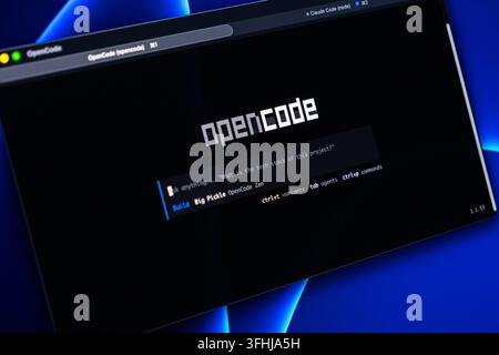 Poznan, Poland - February 9, 2026: Modern software development environment featuring a clean terminal window with a search prompt, showcasing efficien Stock Photo