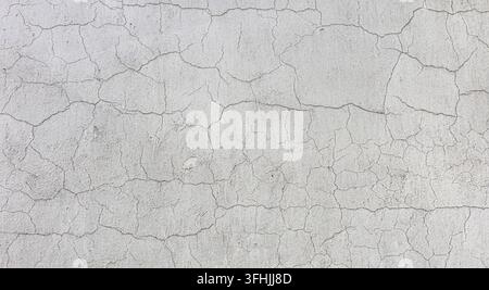 Concrete wall surface with cracks, showing weathered texture and gray aging Stock Photo