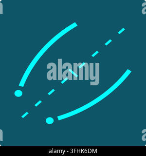A curve and its exact mirror image reflected across a diagonal axis, illustrating how a function and its inverse swap input and output roles. Stock Vector